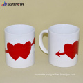 11oz ceramic white magic mug with heart color changing